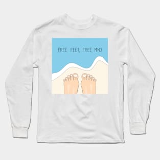 Inspirational drawing of feet against the sea Long Sleeve T-Shirt